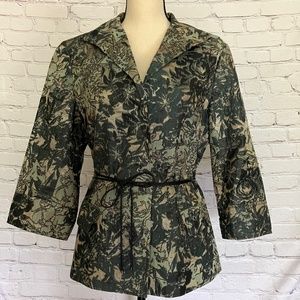 Like New LAFAYETTE 148 New York Jacquard Green Gold Black Jacket Blazer, 12